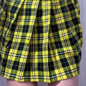 pleased plaid yellow and black mini skirt